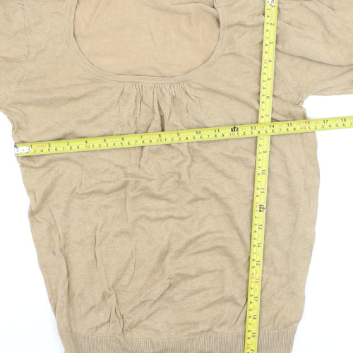 Next Women's Beige Linen Blend Puff Sleeve Blouse UK 8
