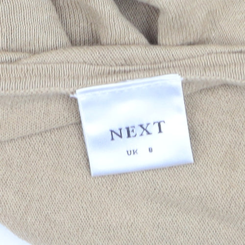 Next Women's Beige Linen Blend Puff Sleeve Blouse UK 8