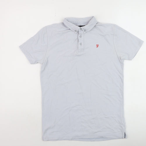 Farah Jeans Boys Blue Polo Shirt 14-15 Years Short Sleeve Cotton Blend