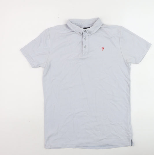 Farah Jeans Boys Blue Polo Shirt 14-15 Years Short Sleeve Cotton Blend