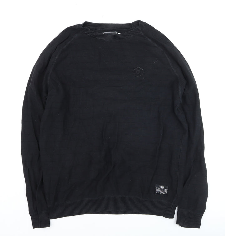 Jack & Jones Men’s Black Cotton Crew Neck Jumper Size L