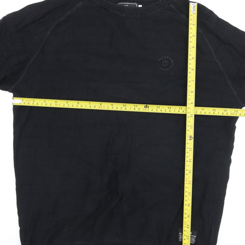 Jack & Jones Men’s Black Cotton Crew Neck Jumper Size L