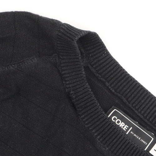 Jack & Jones Men’s Black Cotton Crew Neck Jumper Size L