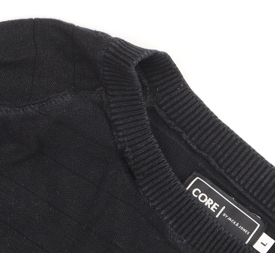 Jack & Jones Men’s Black Cotton Crew Neck Jumper Size L