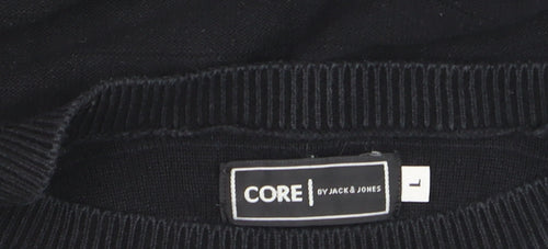 Jack & Jones Men’s Black Cotton Crew Neck Jumper Size L