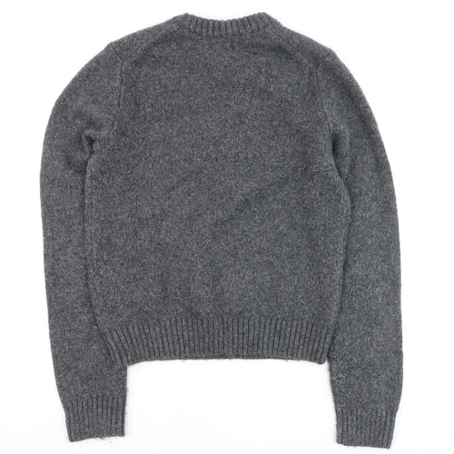 H&M Women Grey Wool Blend Crew Neck Pullover Jumper XS
