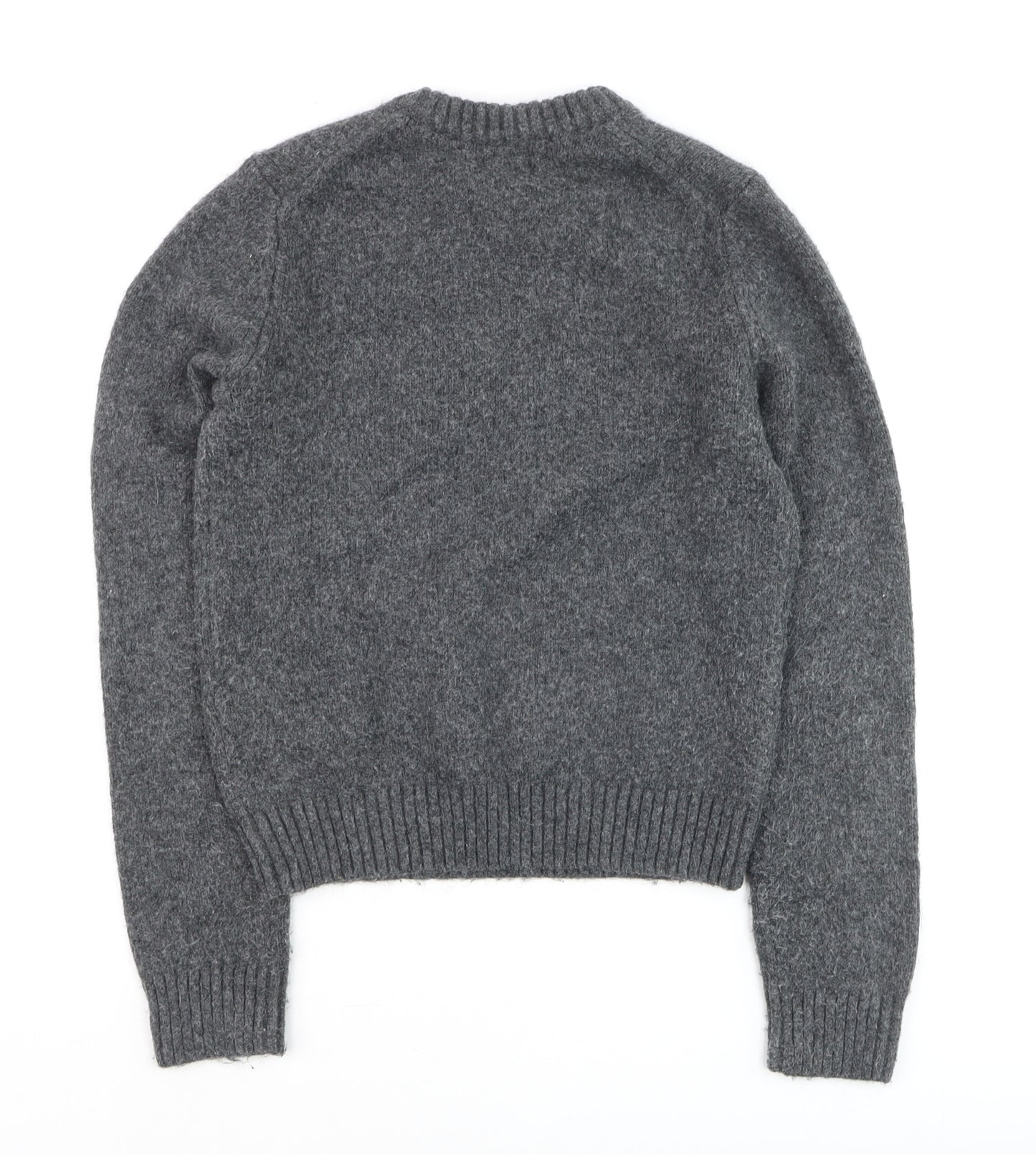 H&M Women Grey Wool Blend Crew Neck Pullover Jumper XS