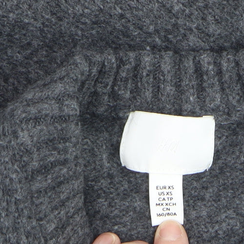 H&M Women Grey Wool Blend Crew Neck Pullover Jumper XS