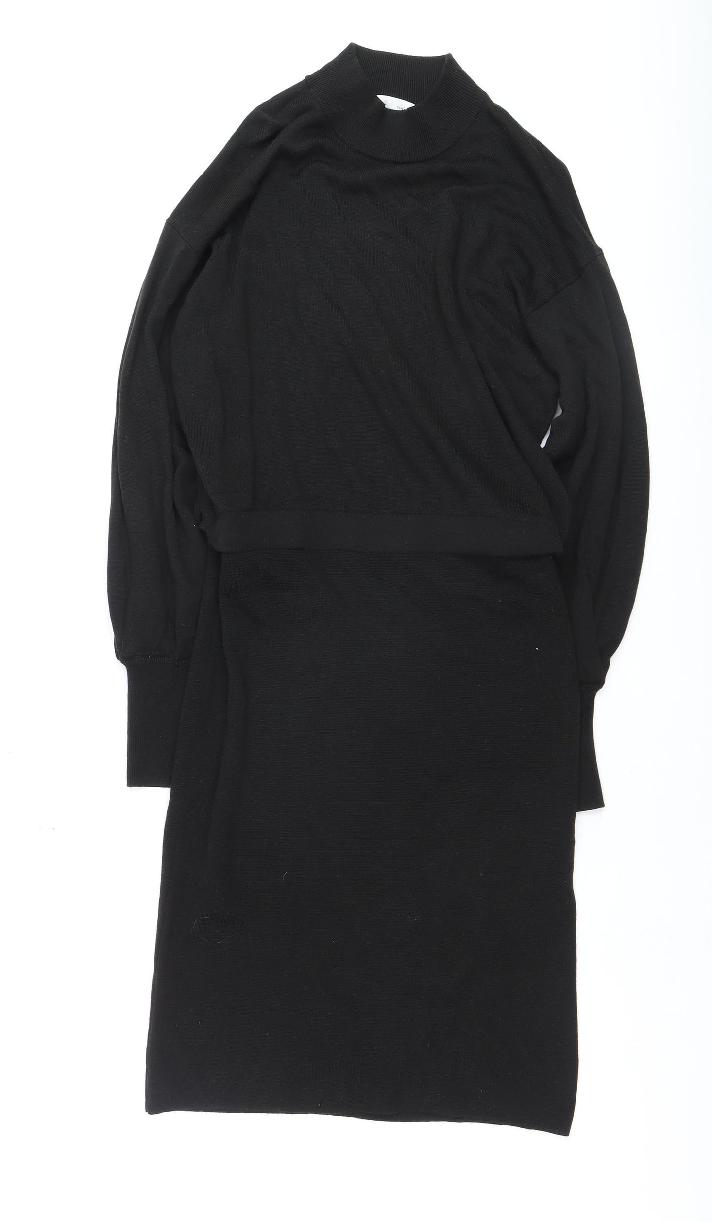 InWear Women’s Black Knit High Neck Long Sleeve Knee Length Sweater Dress L