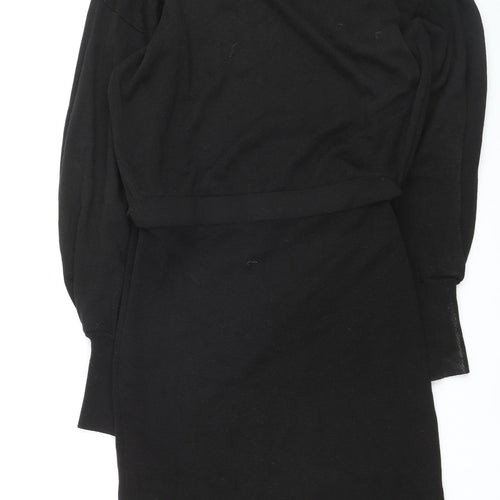 InWear Women’s Black Knit High Neck Long Sleeve Knee Length Sweater Dress L