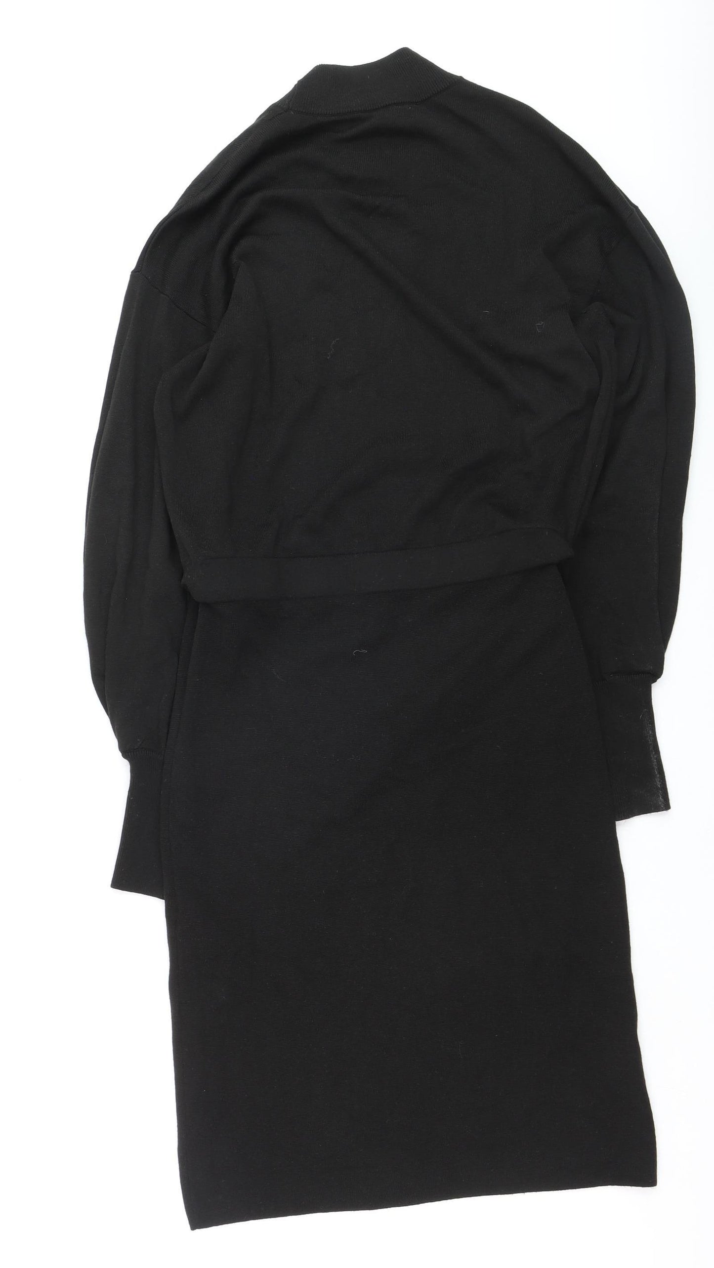InWear Women’s Black Knit High Neck Long Sleeve Knee Length Sweater Dress L