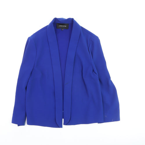 Jaeger Women's Blue Shawl Collar Open Front Blazer UK 10 Polyester
