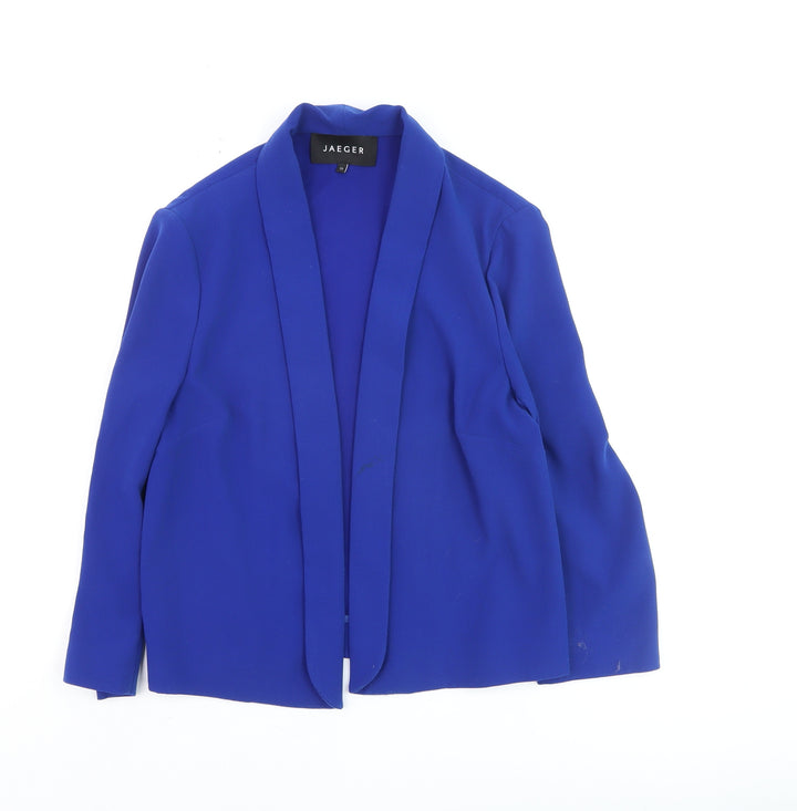 Jaeger Women's Blue Shawl Collar Open Front Blazer UK 10 Polyester