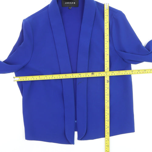 Jaeger Women's Blue Shawl Collar Open Front Blazer UK 10 Polyester