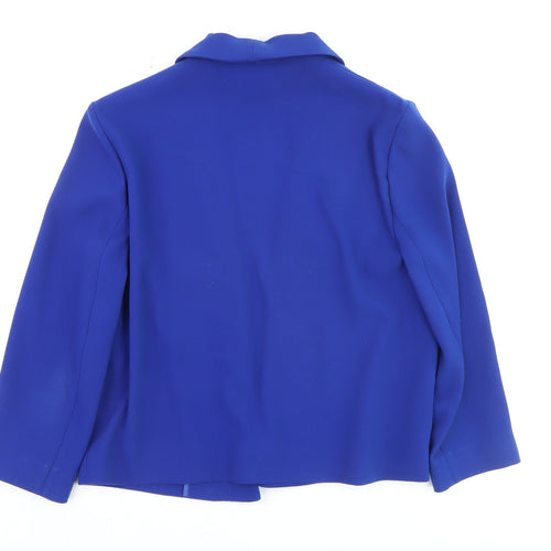 Jaeger Women's Blue Shawl Collar Open Front Blazer UK 10 Polyester