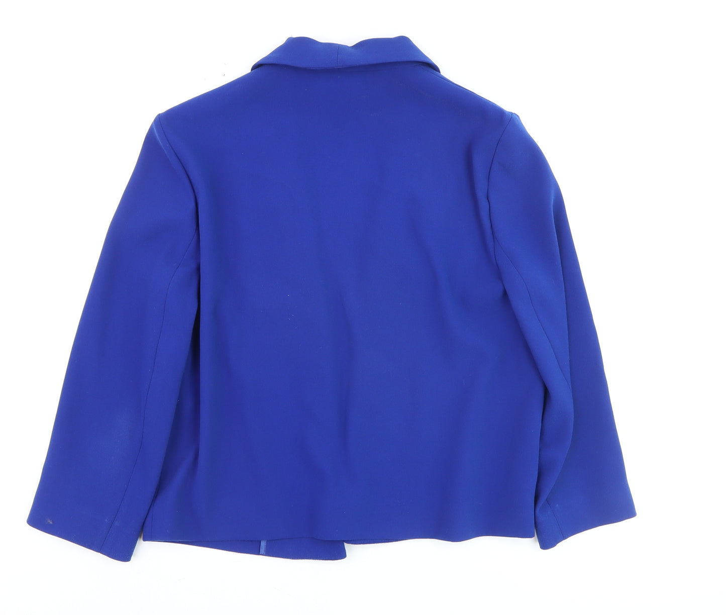 Jaeger Women's Blue Shawl Collar Open Front Blazer UK 10 Polyester