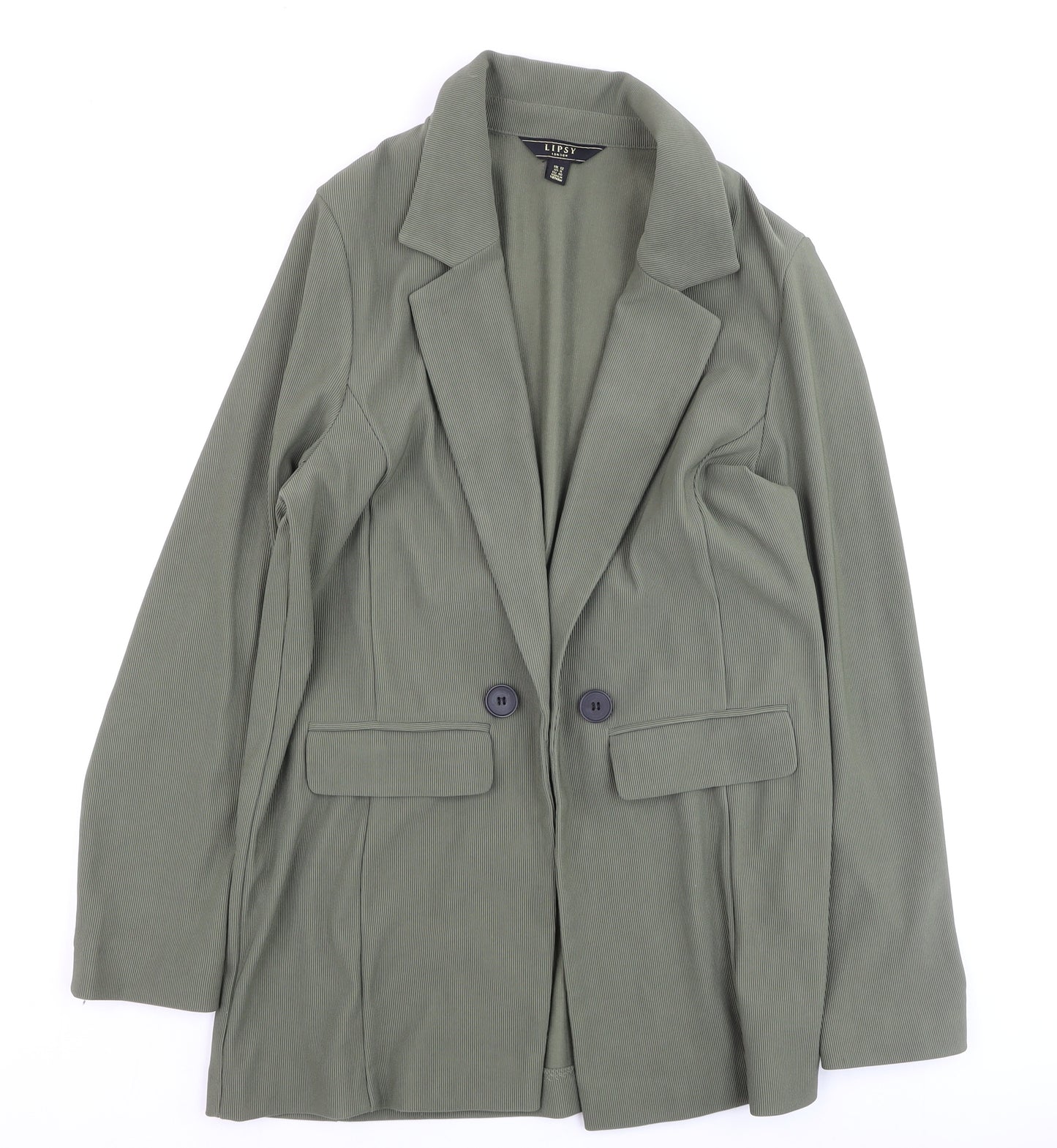 Lipsy Women Green Double-Breasted Blazer UK 12 Regular Fit