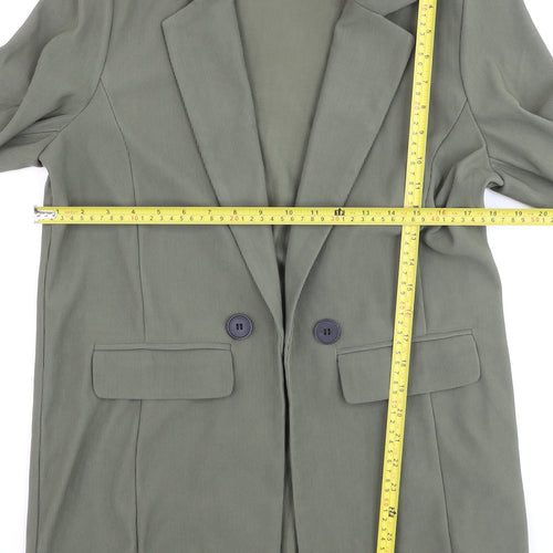 Lipsy Women Green Double-Breasted Blazer UK 12 Regular Fit