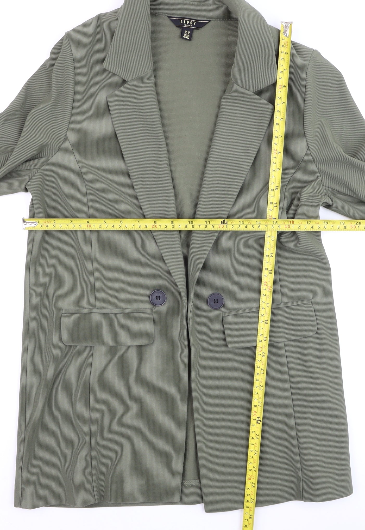 Lipsy Women Green Double-Breasted Blazer UK 12 Regular Fit