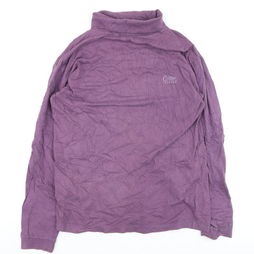 Cotton Traders Women Purple Roll Neck Long Sleeve Cotton Jumper S
