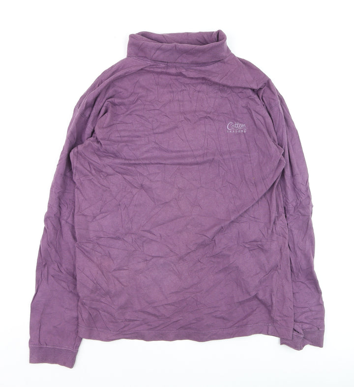 Cotton Traders Women Purple Roll Neck Long Sleeve Cotton Jumper S