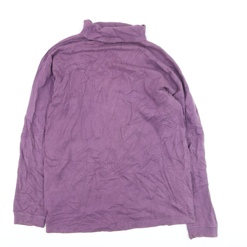Cotton Traders Women Purple Roll Neck Long Sleeve Cotton Jumper S