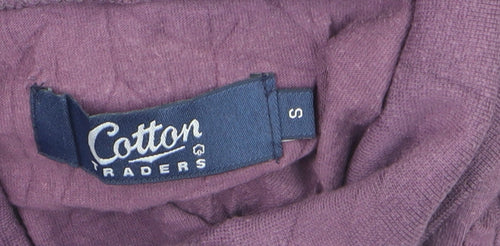 Cotton Traders Women Purple Roll Neck Long Sleeve Cotton Jumper S