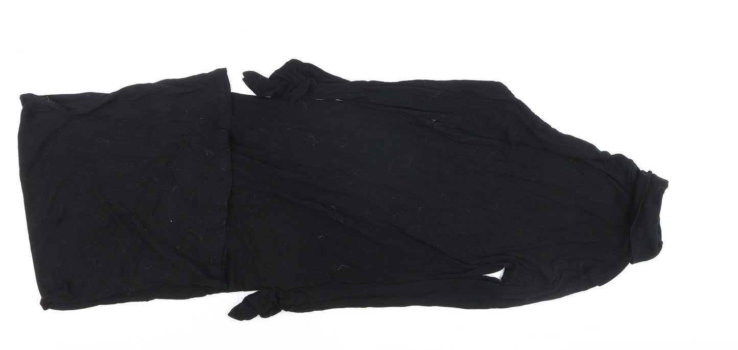 ASOS Women’s Black Roll Neck Long Sleeve Bodycon Midi Dress Size 12