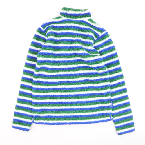 Mountain Warehouse Boys Green Blue Striped Half Zip Fleece Hoodie Age 13