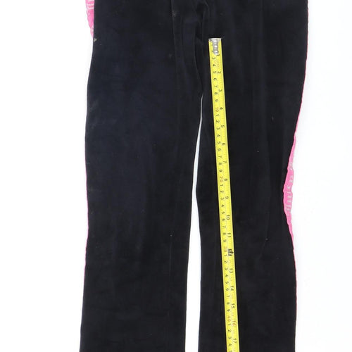 Juicy Couture Girls Black Velour Sweatpants 10-11 Years Drawstring Waist