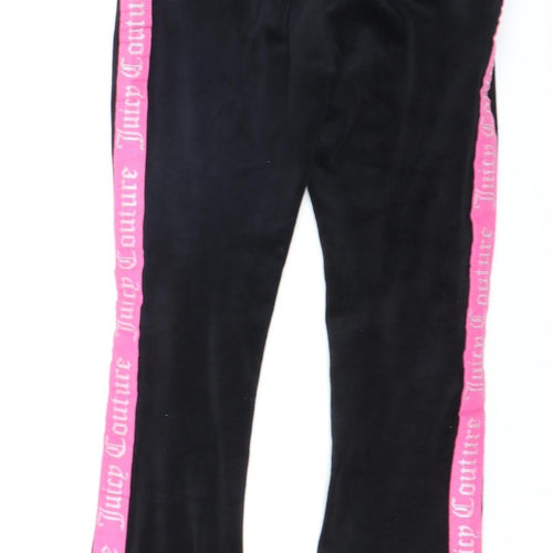 Juicy Couture Girls Black Velour Sweatpants 10-11 Years Drawstring Waist