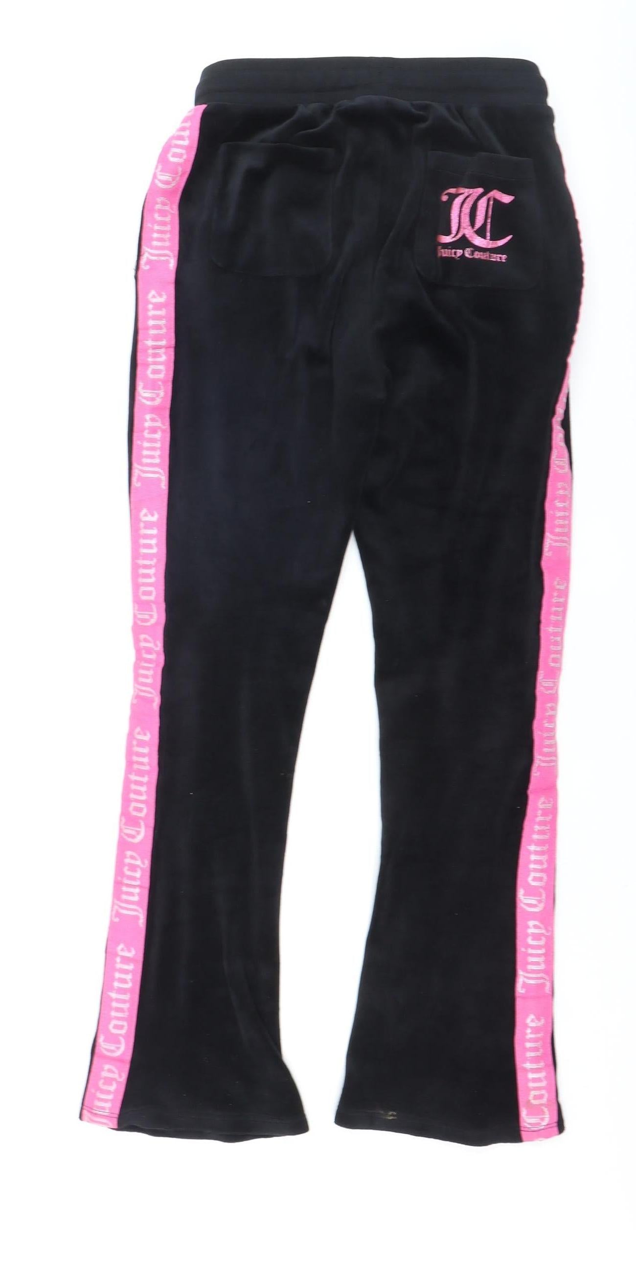 Juicy Couture Girls Black Velour Sweatpants 10-11 Years Drawstring Waist