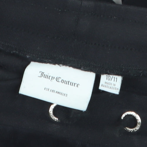 Juicy Couture Girls Black Velour Sweatpants 10-11 Years Drawstring Waist