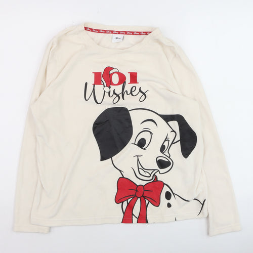 Disney Women Ivory 101 Dalmatians Long Sleeve Pyjama Top Size 12