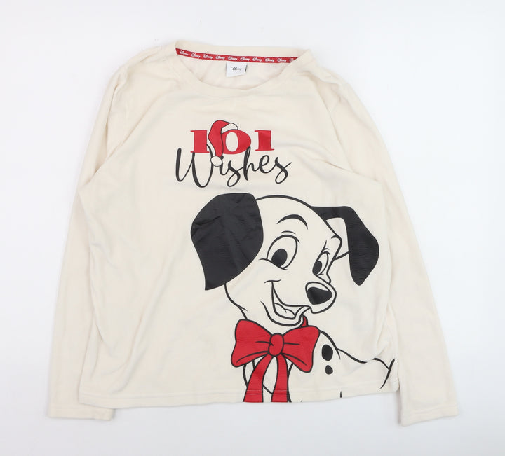 Disney Women Ivory 101 Dalmatians Long Sleeve Pyjama Top Size 12