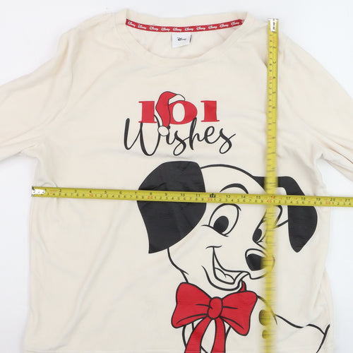 Disney Women Ivory 101 Dalmatians Long Sleeve Pyjama Top Size 12