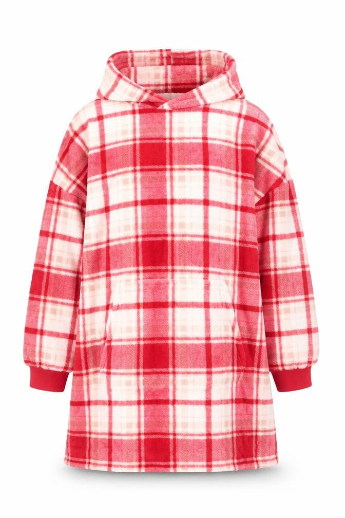Marks and Spencer Girls Red Check Fleece Hooded Robe 13-14 Years