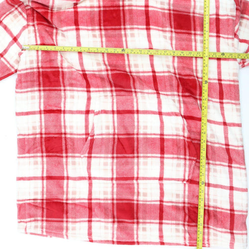 Marks and Spencer Girls Red Check Fleece Hooded Robe 13-14 Years