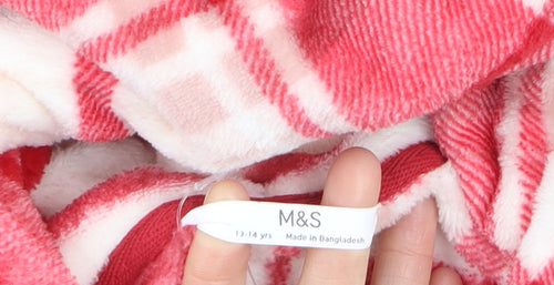 Marks and Spencer Girls Red Check Fleece Hooded Robe 13-14 Years