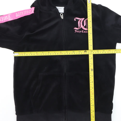 Juicy Couture Girls Black Velour Zip Hooded Track Jacket 12-13 Years