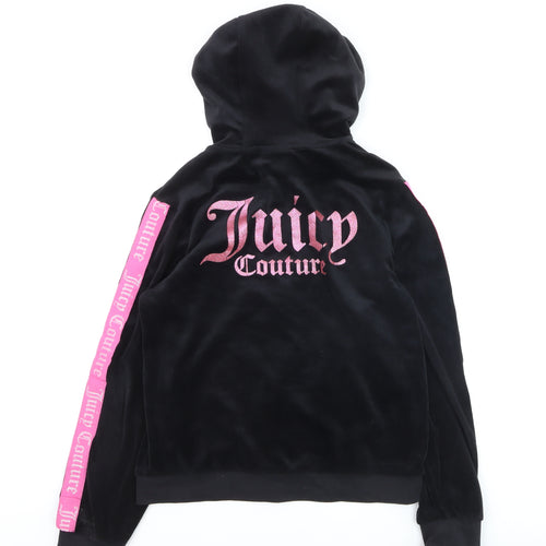 Juicy Couture Girls Black Velour Zip Hooded Track Jacket 12-13 Years