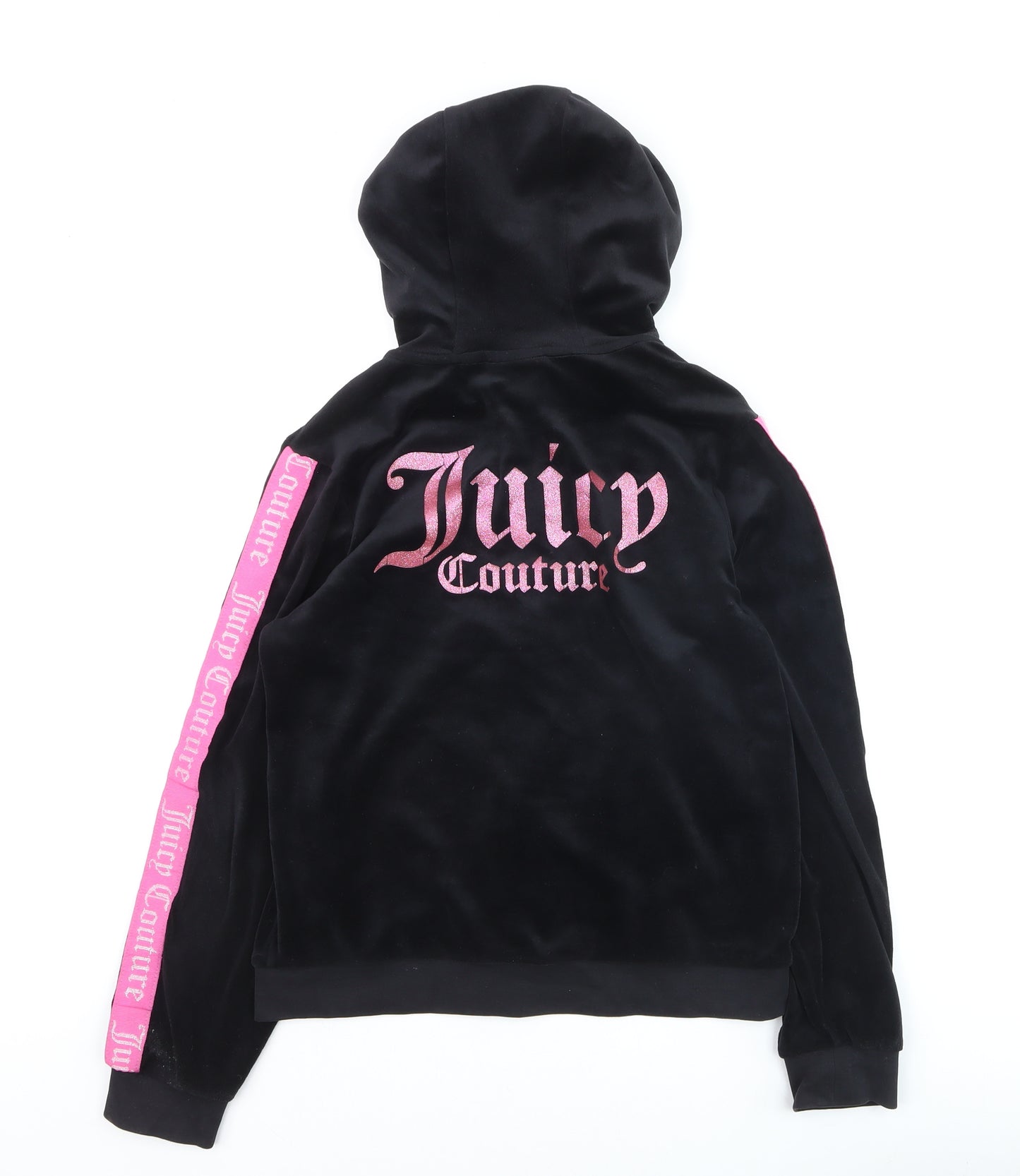 Juicy Couture Girls Black Velour Zip Hooded Track Jacket 12-13 Years