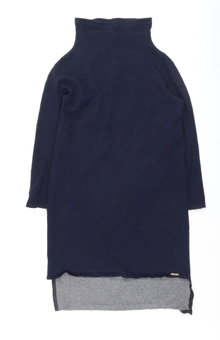 Sweaty Betty Women’s Blue Knit Jumper Dress M High Neck Long Sleeve