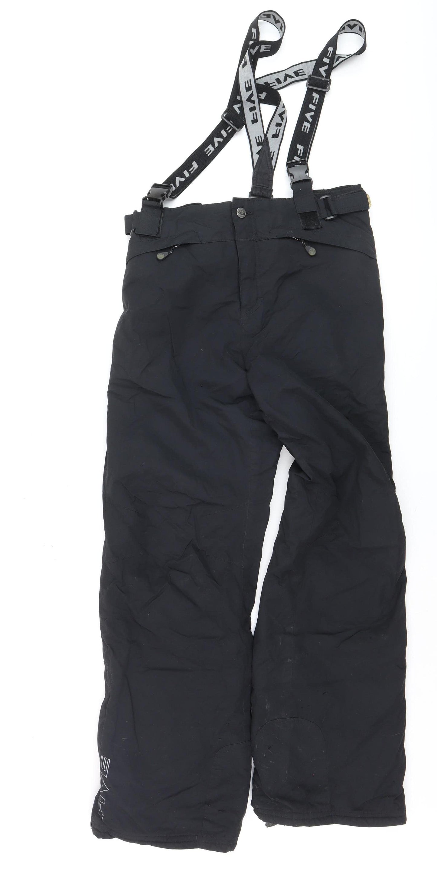 Five Seasons Boys Black 16 Years Waterproof Ski Salopettes with Adjustable Straps