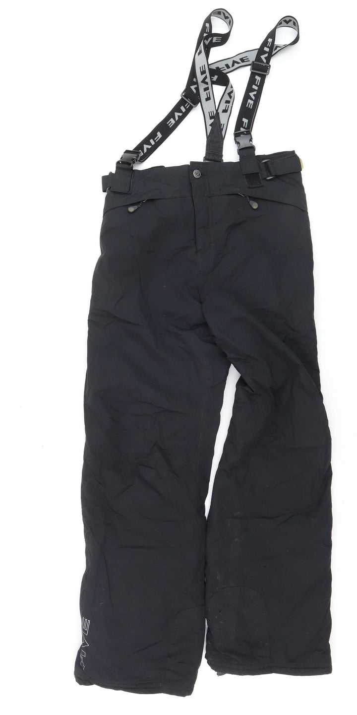 Five Seasons Boys Black 16 Years Waterproof Ski Salopettes with Adjustable Straps