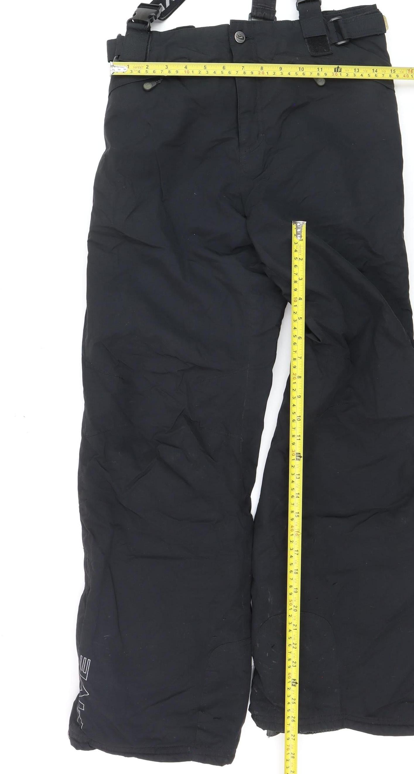 Five Seasons Boys Black 16 Years Waterproof Ski Salopettes with Adjustable Straps