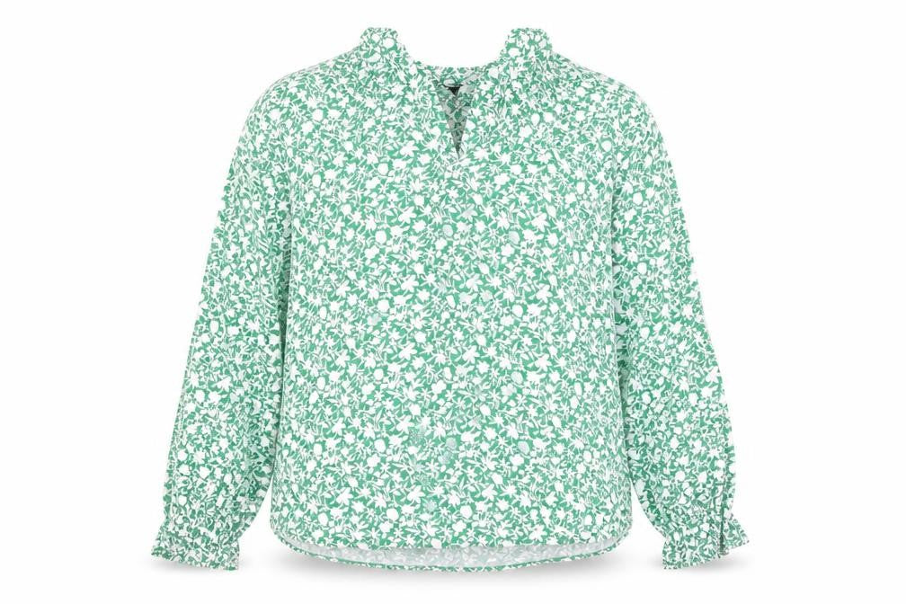 Front view of Marks & Spencer Women's Green Floral Tunic Blouse, size 10