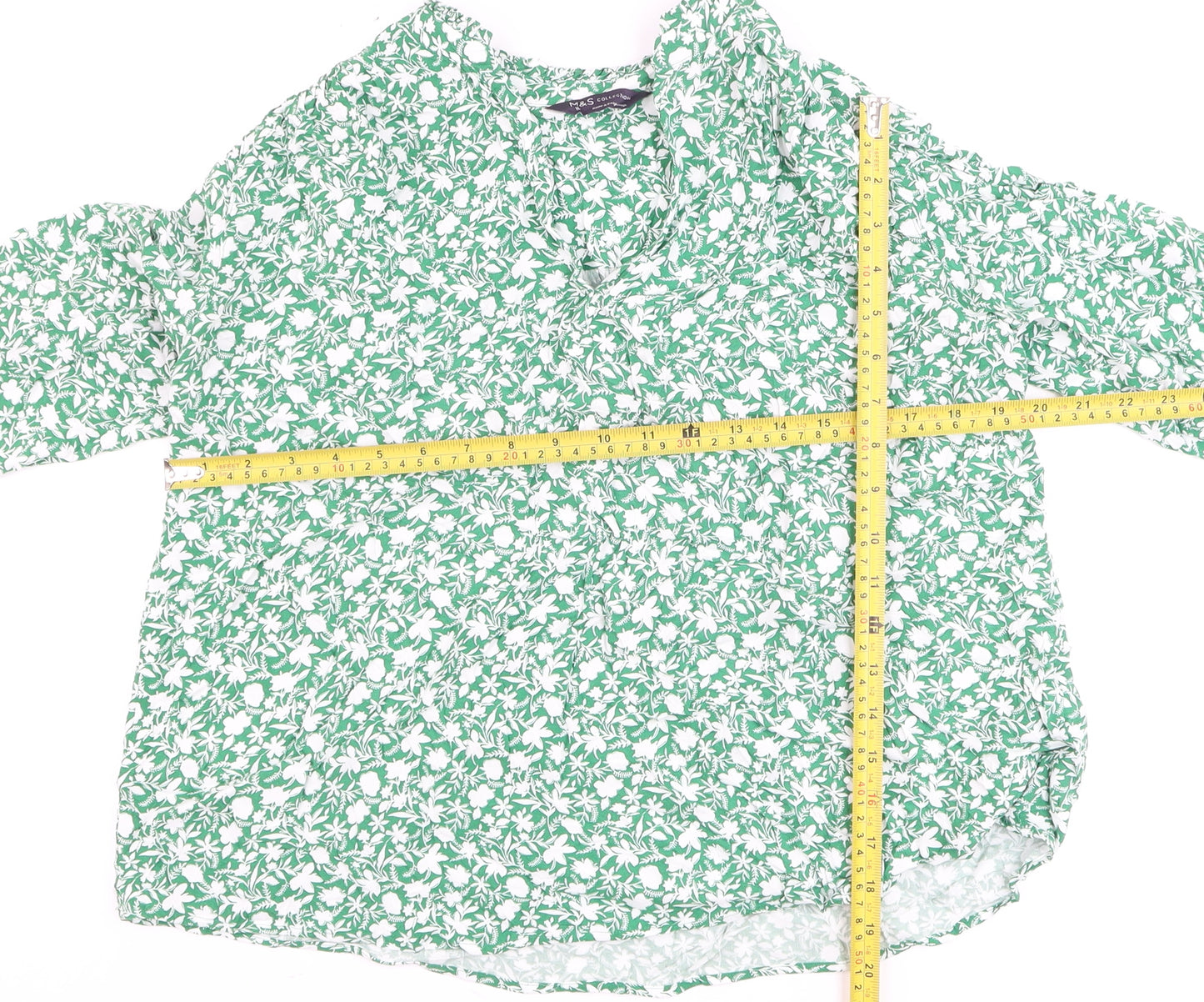 Marks and Spencer Women's Green Floral Tunic Blouse Size 10
