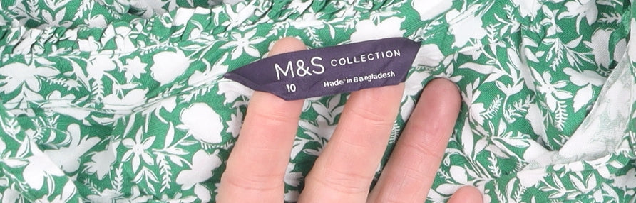 Marks and Spencer Women's Green Floral Tunic Blouse Size 10
