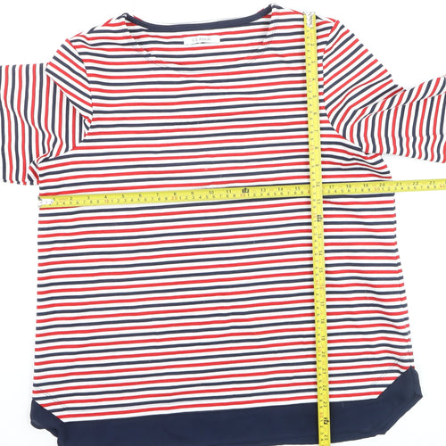 Marks and Spencer Women's Multicoloured Striped Long Sleeve Jersey T-Shirt Size 16